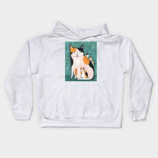 Calico Mama Cat and Kittens Kids Hoodie